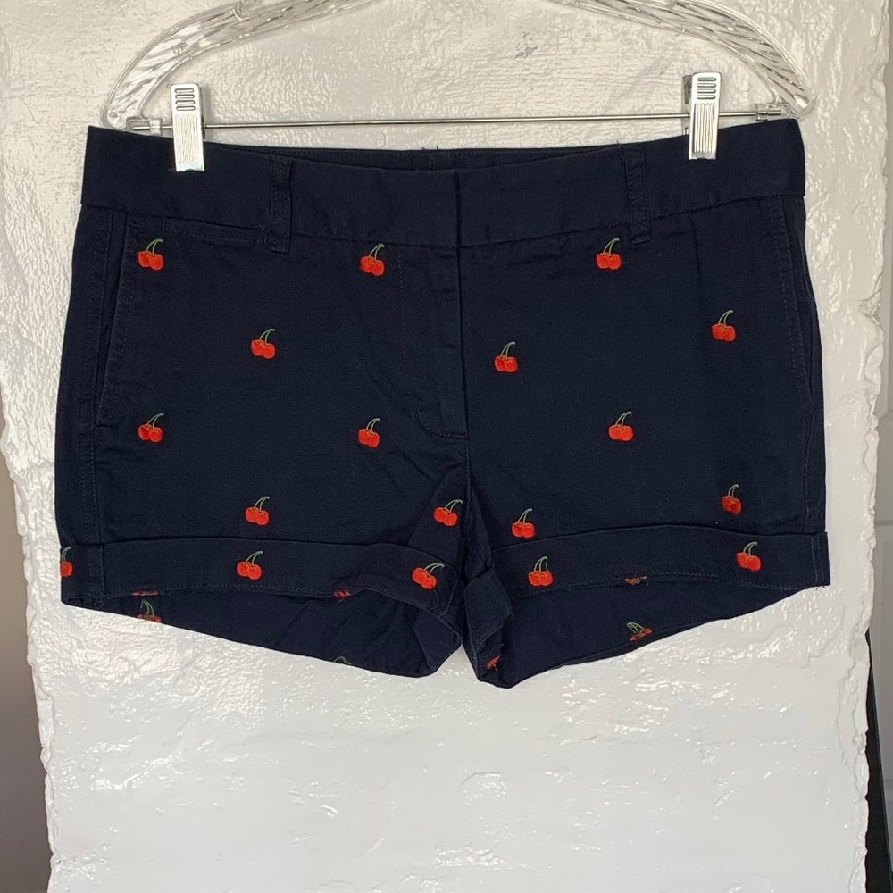 J Crew Cherry Print Chino Shorts Size 6